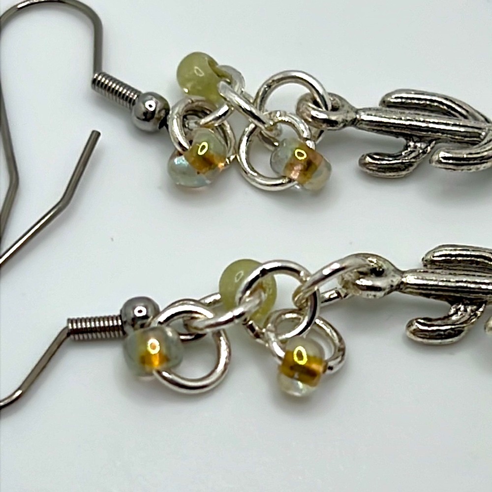 Silver Cactus Earrings. - Picture 2 of 5